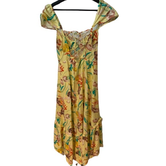 Urban Outfitters Yellow Seashell Strappy Back Midi Dress - Picture 4 of 10